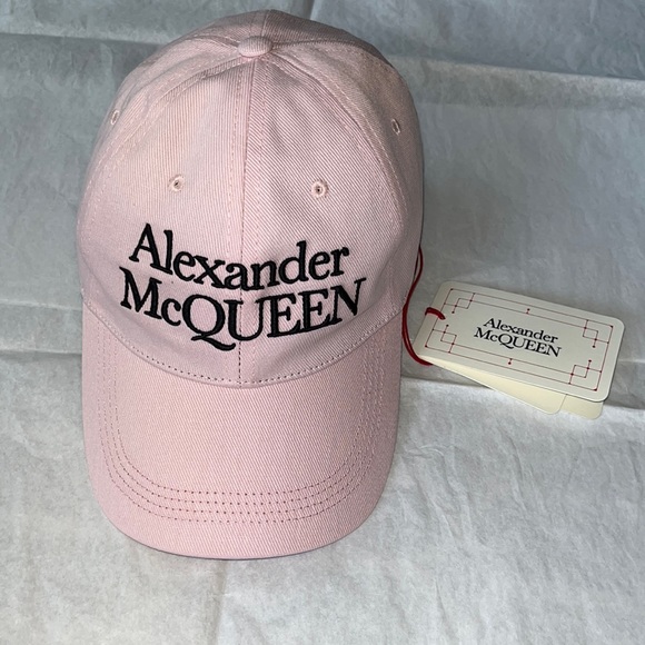 Alexander McQueen embroidered baseball cap pink size large brand new - Picture 2 of 3